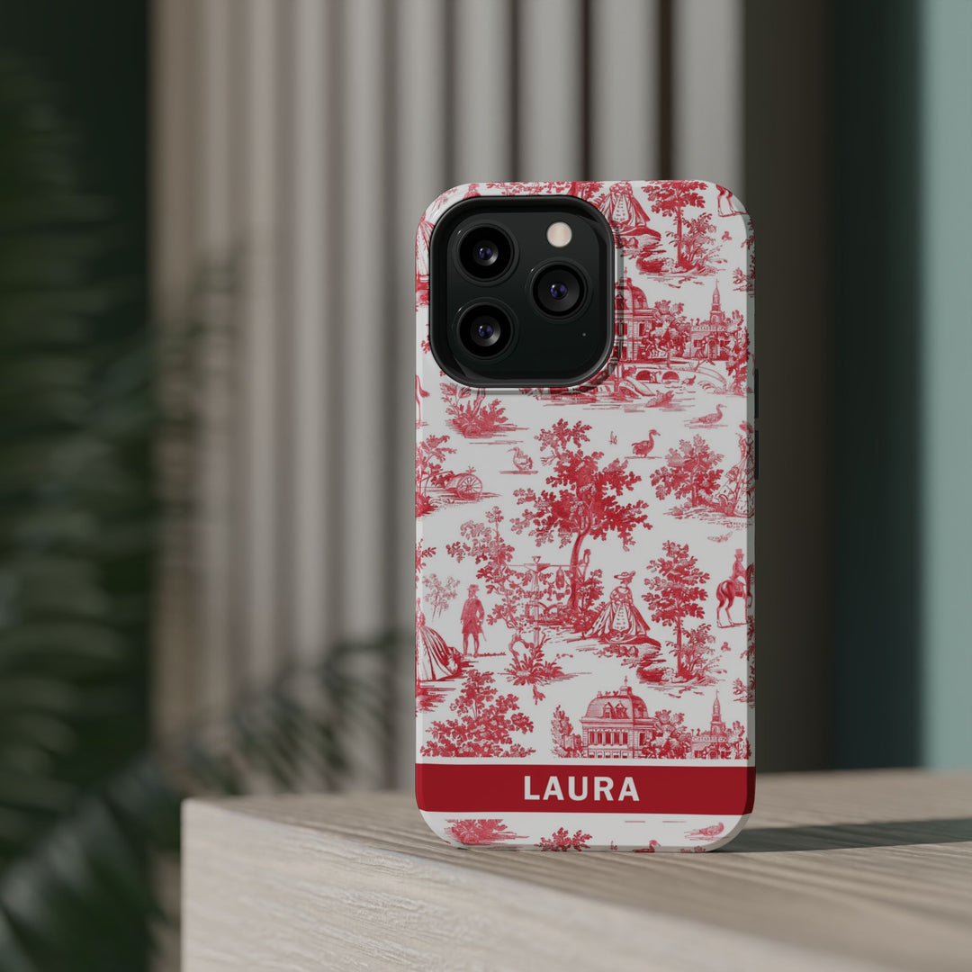 Magsafe French Toile Personalized Initial Custom Gift for Her Cute Phone Cases for Iphone 16 Pro Max | iPhone 15 Case | iPhone 15 Pro Max Case, Iphone 14, 13, 12, 11, 10, 8, 7 - Studio40ParkLane