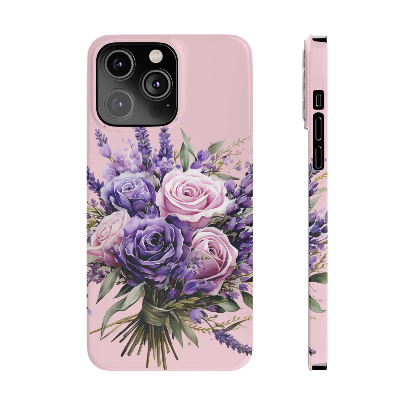 Slim Lavender Bouquet Flowers Cute Phone Cases for Iphone 16 Pro Max | iPhone 15 Case | iPhone 15 Pro Max Case, Iphone 14, Iphone 14 Pro Max, Iphone 13 12 11 8 7