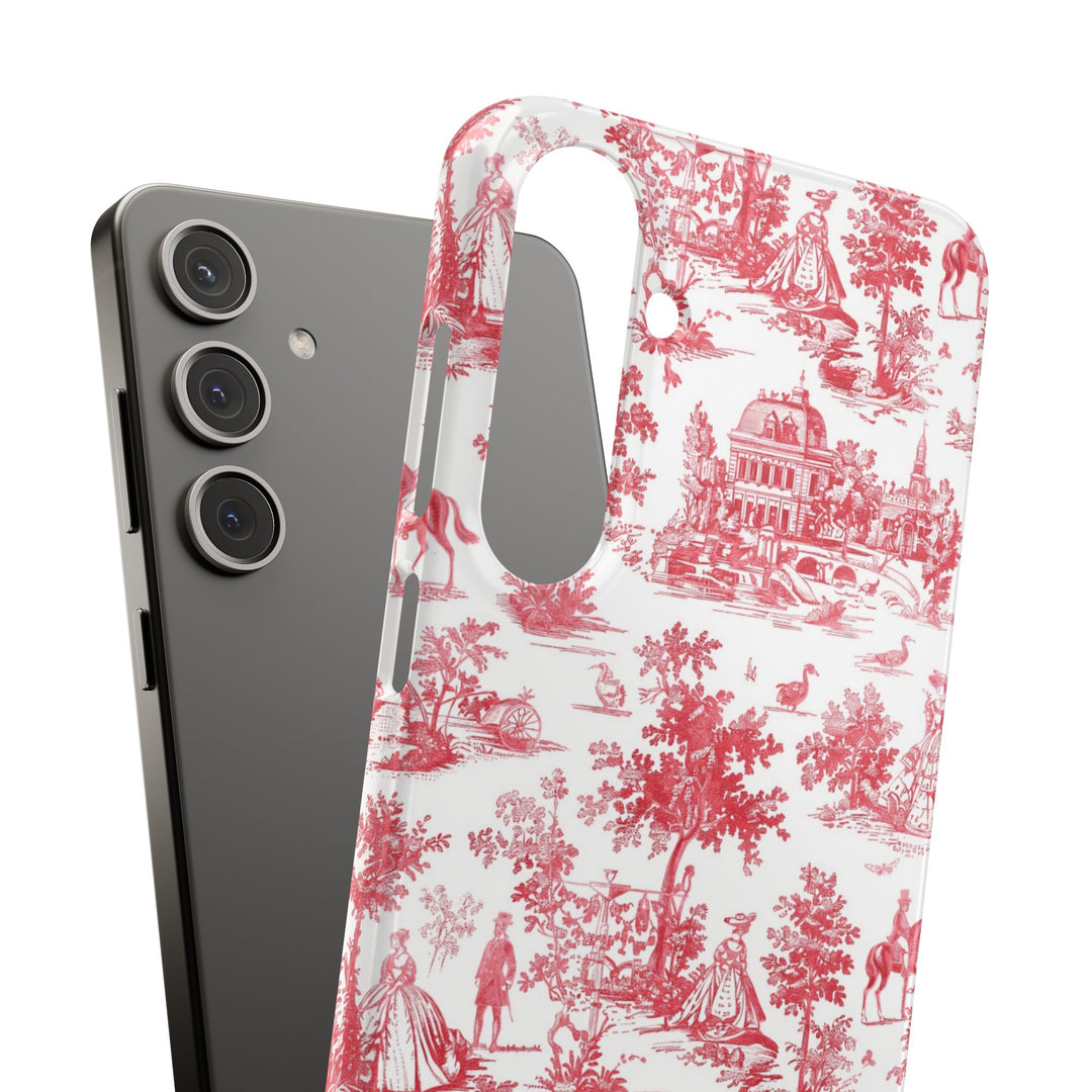 Snap French Toile Personalized Initial Custom Gift for Her Cute Phone Cases for Samsung S24, S23, S22, S21, S20, Plus and Ultra and Iphone, 16, 15, 14, 13, 12, 11. 10 - Studio40ParkLane