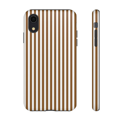 Tough Premium Mocca Brown Stripes Phone Case Gift for Her - For Apple iPhone 16 Pro Max 16e iPhone 15 Pro iPhone Iphone 14 Plus 13 Pro 12 SE XR - Studio40ParkLane