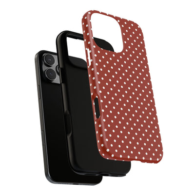 Aesthetic Tough Clay Red Polka Dots Premium Phone Case - For iPhone 17 Pro Max iPhone 16 Pro iPhone 15 Iphone 14 Plus 13 Pro 12 11 10 XR XS - Studio40ParkLane