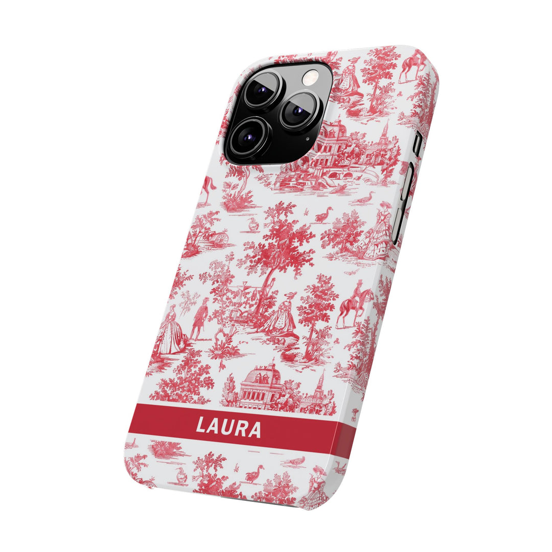 Slim French Toile Personalized Initial Custom Gift for Her Cute Phone Cases for Iphone 16 Pro Max | iPhone 15 Case | iPhone 15 Pro Max Case, Iphone 14, 13, 12, 11, 10, 8, 7 - Studio40ParkLane