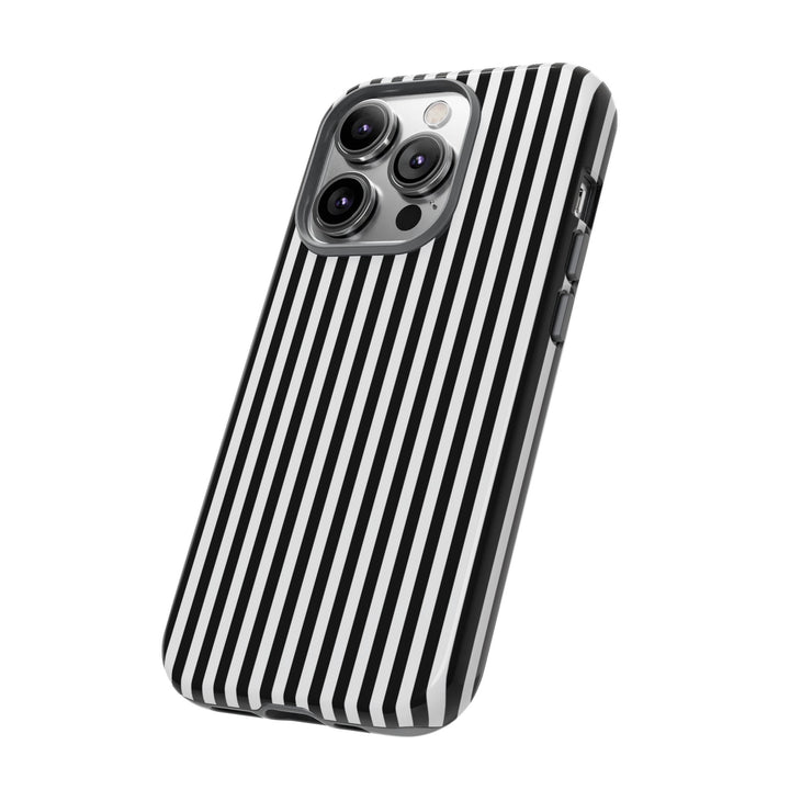 Tough Premium Black White Stripes Phone Case Gift for Her - For Apple iPhone 16 Pro Max 16e iPhone 15 Pro iPhone Iphone 14 Plus 13 Pro 12 SE XR - Studio40ParkLane