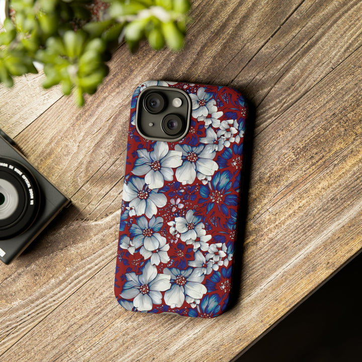 Cute IPhone Case | Red Blue Flowers, iPhone 15 Case | iPhone 15 Pro Case, Iphone 14 Case, Iphone 14 Pro Max Case, Protective Iphone Case - Studio40ParkLane