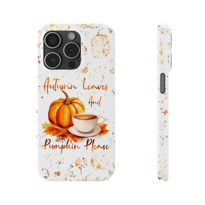 Slim Fall Leaves and Pumpkins Slim Cute Phone Cases for Iphone  | iPhone 15 Case | iPhone 15 Pro Max Case, Iphone 14, Iphone 14 Pro Max, Iphone 13