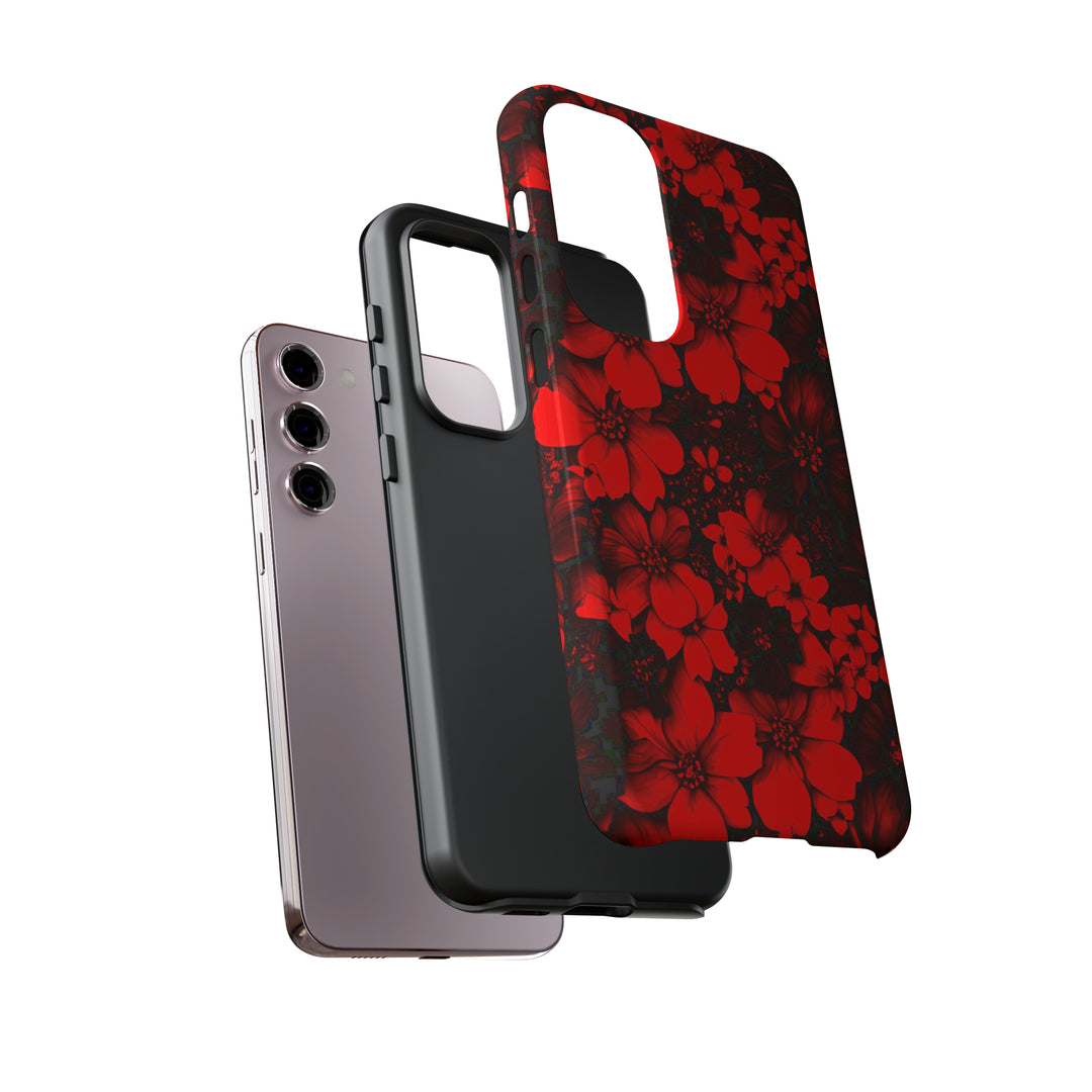 Cute Samsung Phone Case | Aesthetic Samsung Phone Case | Galaxy S23, S22, S21, S20 | Red Black Flowers, Protective Phone Case - Studio40ParkLane