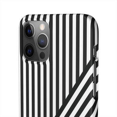 Aesthetic Black White Stripes Cute Phone Case Sleek Snap - For iPhone 17 Pro Max iPhone 16 Pro iPhone 15 Iphone 14 Plus 13 Pro 12 11 10 Gift - Studio40ParkLane
