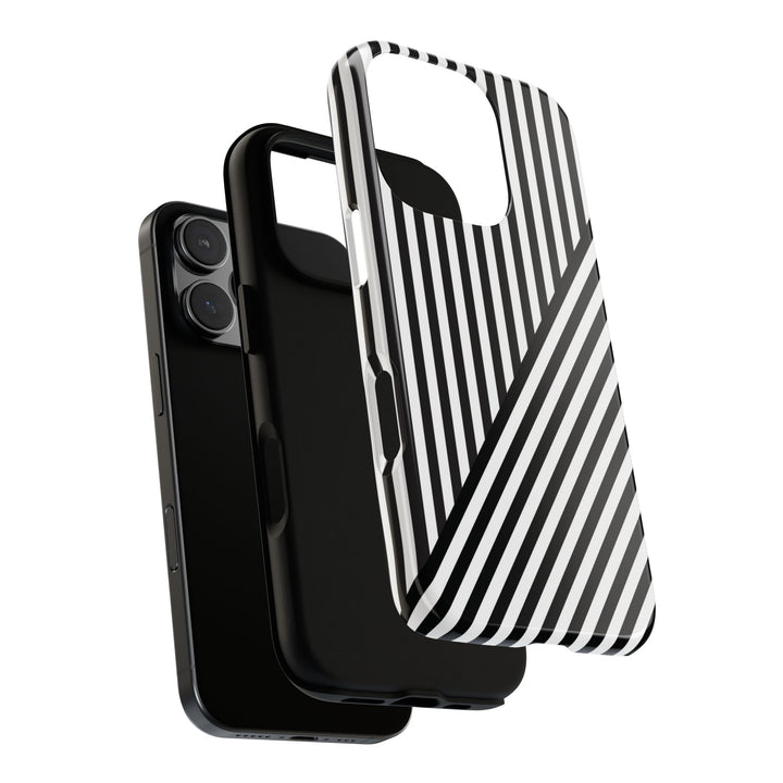 Aesthetic Tough Black White Stripes Phone Case - For iPhone 17 Pro Max iPhone 16 Pro iPhone 15 Iphone 14 Plus 13 Pro 12 11 10 XR - Studio40ParkLane