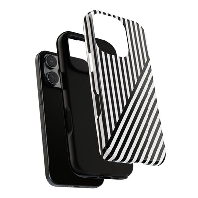 Aesthetic Tough Black White Stripes Phone Case - For iPhone 17 Pro Max iPhone 16 Pro iPhone 15 Iphone 14 Plus 13 Pro 12 11 10 XR - Studio40ParkLane