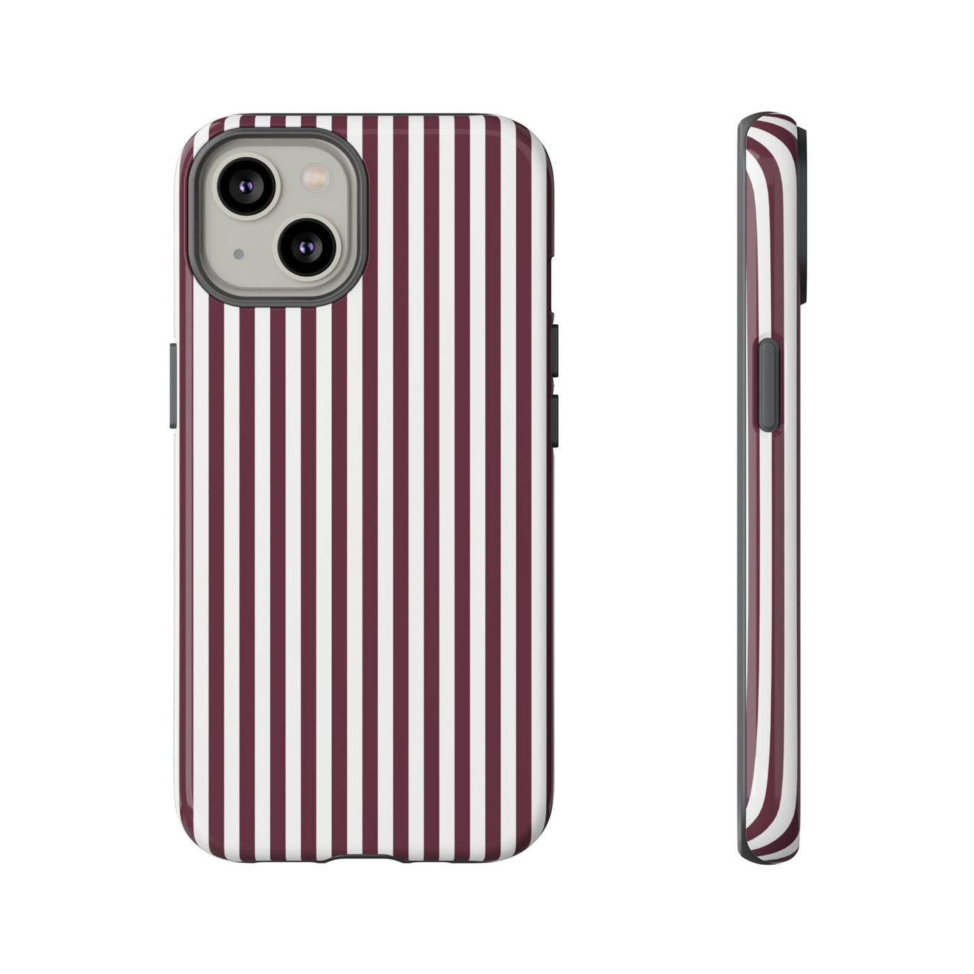 Tough Premium Burgundy Stripes Phone Case Gift for Her - For Apple iPhone 16 Pro Max 16e iPhone 15 Pro iPhone Iphone 14 Plus 13 Pro 12 SE XR - Studio40ParkLane