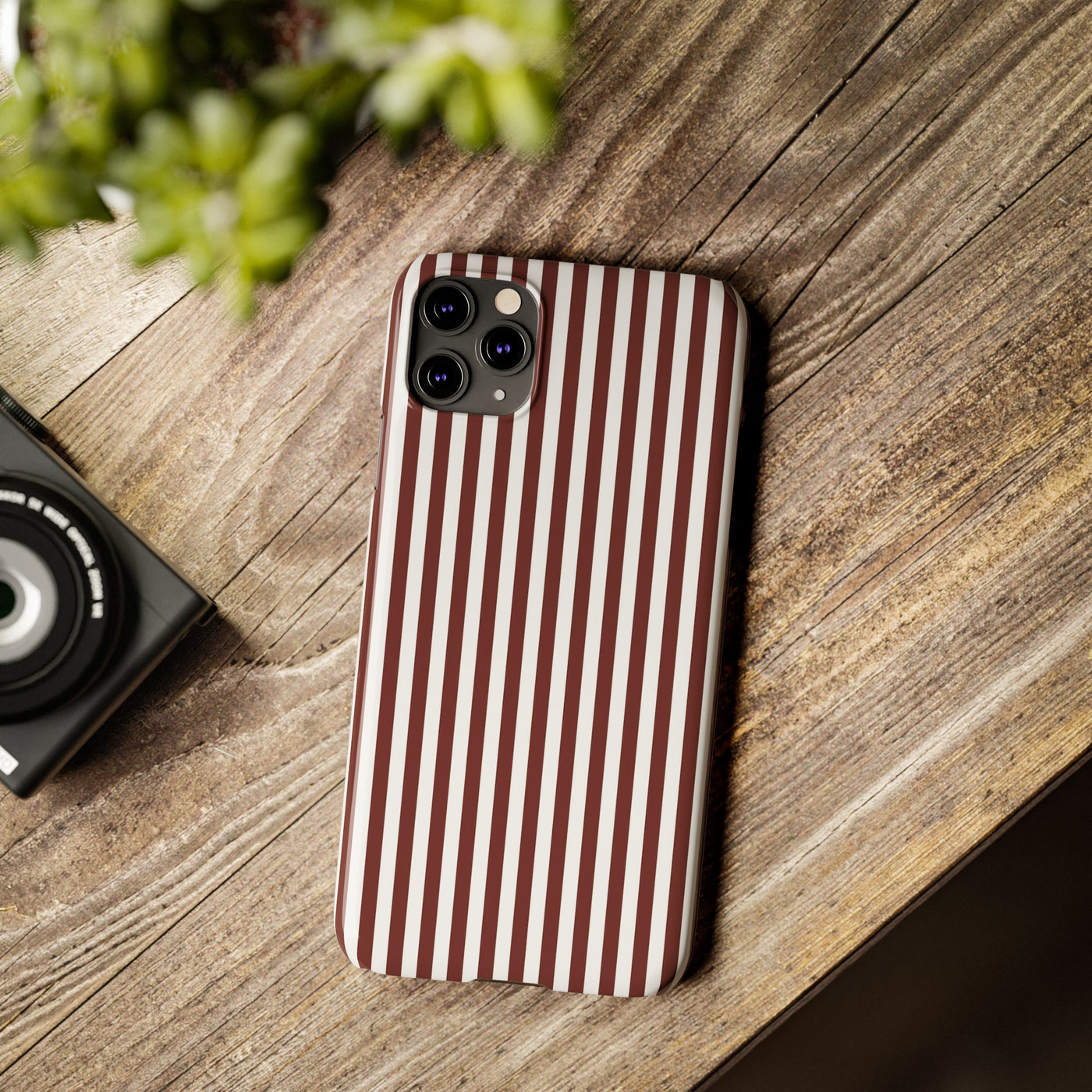 Slim Chocolate Brown Striped Cute Phone Case for Iphone 16 - | iPhone 15 Pro Max Case | iPhone 14 Case Iphone 13 12 11 10 9 8 7 Gift for Her - Studio40ParkLane