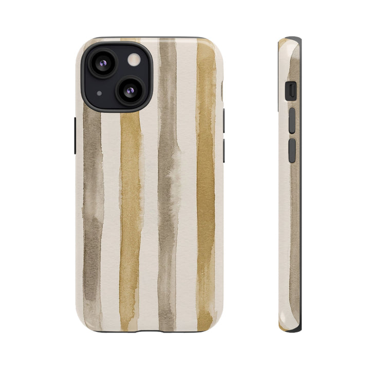Tough Cute Brown Beige Stripes Phone Case, for IPhone 17 Pro Max | Iphone 17 Air, Iphone 16, IPhone 15, 14 13 12, Samsung Galaxy S26, S25, S24, S23 - Studio40ParkLane