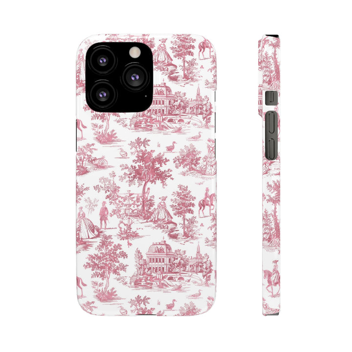 Sleek Snap Pink French Toile Cute Phone Case for iPhone 16 15 14 13 12 11 X Xs Max Xr Pro Plus Samsung Galaxy S24 S23 S22 S21 S20 Note Ultra
