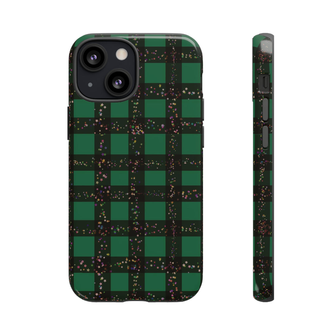 Cute IPhone Case | iPhone 15 Case | iPhone 15 Pro Max Case, Iphone 14 Case, Iphone 14 Pro Max Case IPhone Case for Art Lovers, Green Festive Plaid - Studio40ParkLane