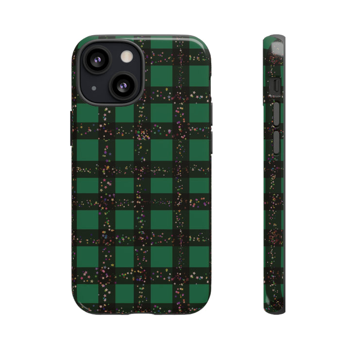 Cute IPhone Case | iPhone 15 Case | iPhone 15 Pro Max Case, Iphone 14 Case, Iphone 14 Pro Max Case IPhone Case for Art Lovers, Green Festive Plaid - Studio40ParkLane