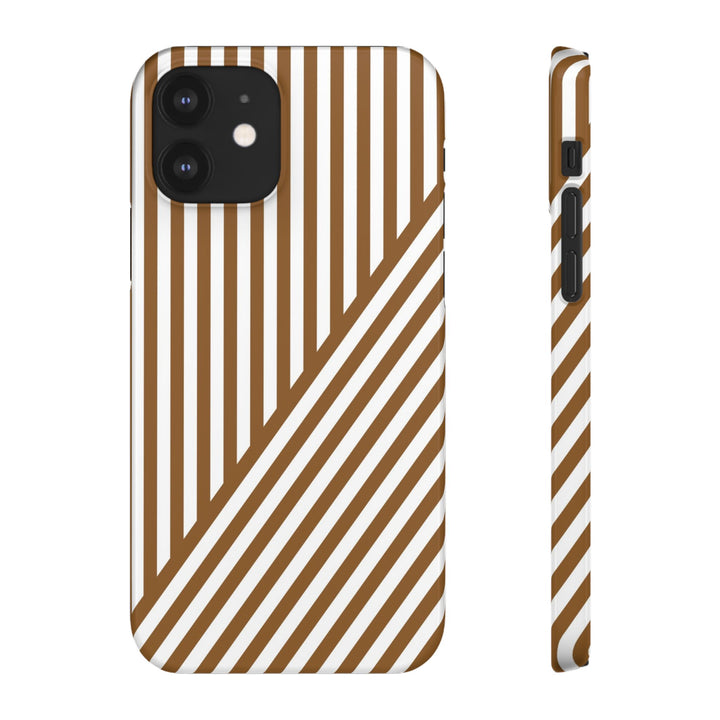 Aesthetic Mocha Brown Stripes Cute Phone Case Sleek Snap - For iPhone 17 Pro Max iPhone 16 Pro iPhone 15 Iphone 14 Plus 13 Pro 12 11 10 Gift - Studio40ParkLane