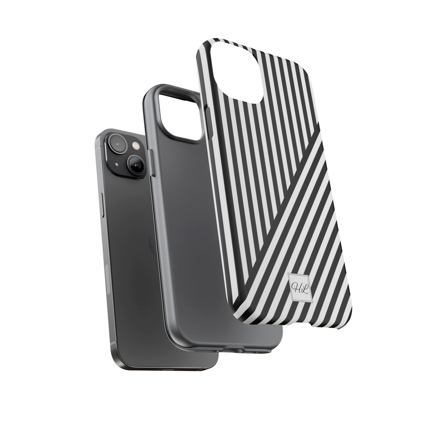 Custom Personalized Aesthetic Stripes Black White Tough Phone Case - For iPhone 17 Pro Max iPhone 16 Pro iPhone 15 Iphone 14 Plus 13 12 11 - Studio40ParkLane