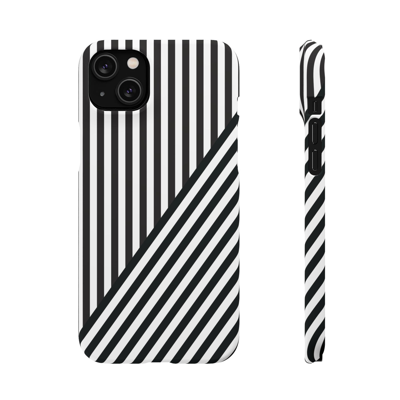 Aesthetic Black White Stripes Cute Phone Case Sleek Snap - For iPhone 17 Pro Max iPhone 16 Pro iPhone 15 Iphone 14 Plus 13 Pro 12 11 10 Gift - Studio40ParkLane