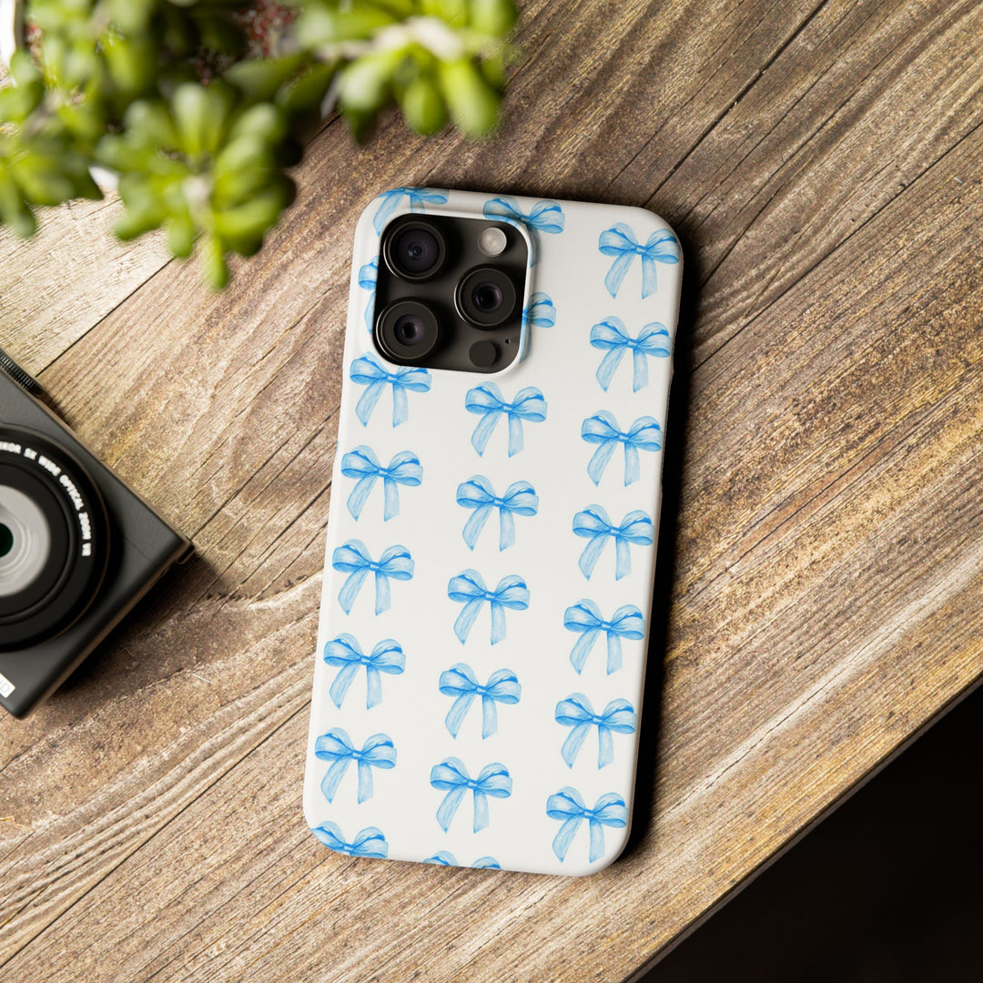 Slim Blue Bows Cute Phone Cases for Iphone 16 Pro Max | iPhone 15 Case | iPhone 15 Pro Max Case, Iphone 14, Iphone 14 Pro Max, Iphone 13 12 11 8 7 - Studio40ParkLane