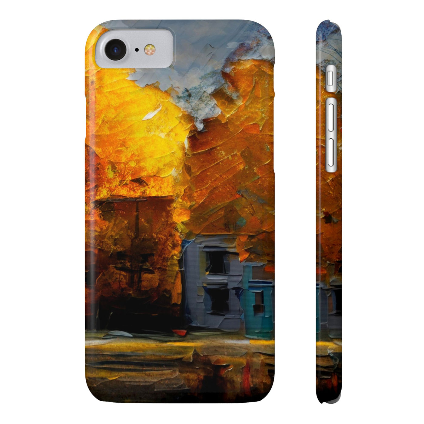 Slim Cute iPhone Cases - | iPhone 15 Case | iPhone 15 Pro Max Case, Iphone 14 Case, Iphone 14 Pro Max, Iphone 13, Fall Leaves Oil Paint Effect