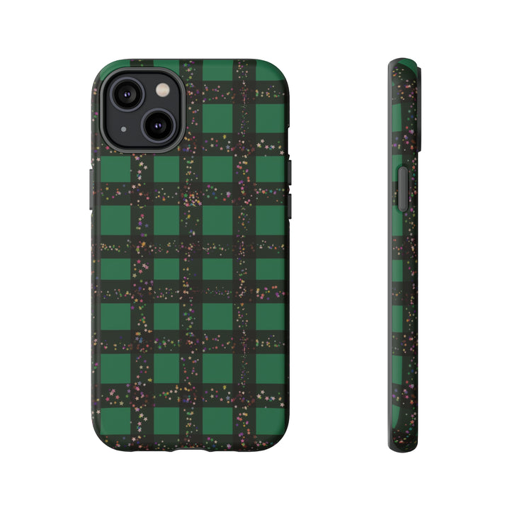 Cute IPhone Case | iPhone 15 Case | iPhone 15 Pro Max Case, Iphone 14 Case, Iphone 14 Pro Max Case IPhone Case for Art Lovers, Green Festive Plaid - Studio40ParkLane