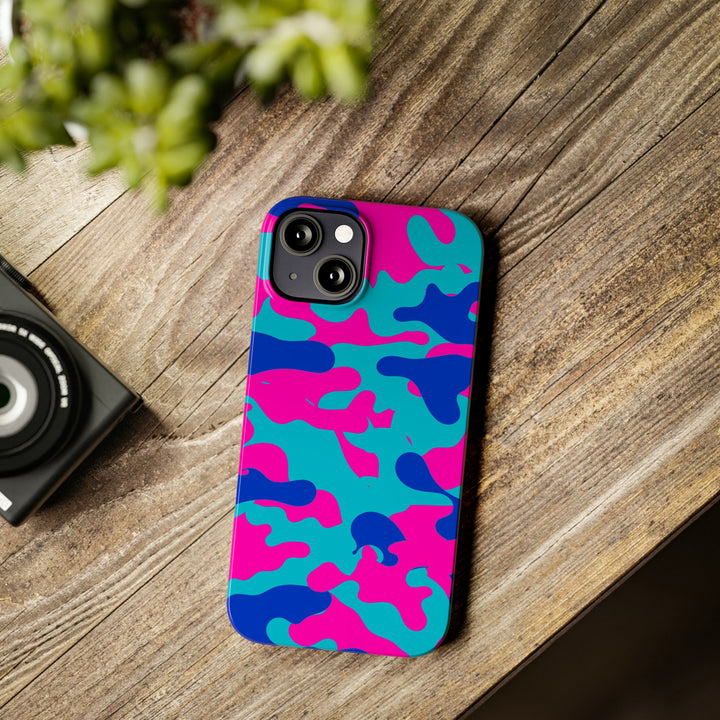 Slim Cute Phone Cases for Iphone - | iPhone 15 Case | iPhone 15 Pro Max Case, Iphone 14 Case, Iphone 14 Pro Max, Iphone 13, Blue Pink Camouflage - Studio40ParkLane