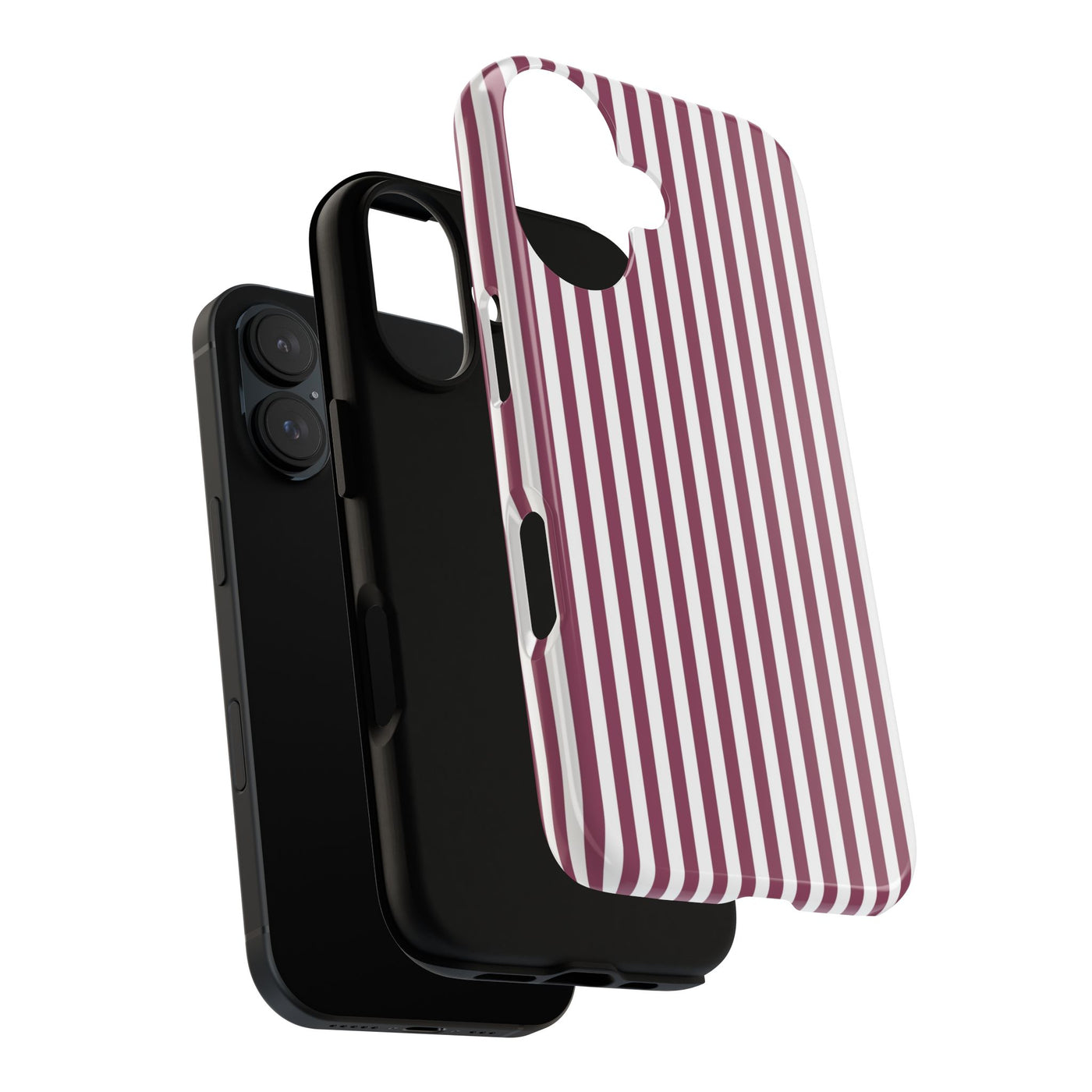Tough Premium Old Claret Stripes Phone Case Gift for Her - For Apple iPhone 16 Pro Max 16e iPhone 15 Pro iPhone Iphone 14 Plus 13 Pro 12 SE XR - Studio40ParkLane