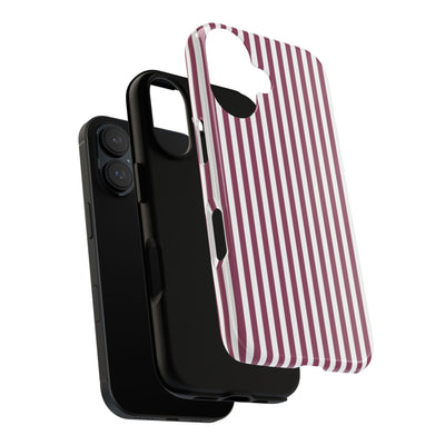 Tough Premium Old Claret Stripes Phone Case Gift for Her - For Apple iPhone 16 Pro Max 16e iPhone 15 Pro iPhone Iphone 14 Plus 13 Pro 12 SE XR - Studio40ParkLane