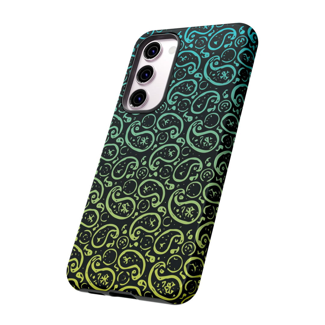 Cute Samsung Phone Case | Aesthetic Samsung Phone Case | Paisley Blue Yellow Black | Galaxy S23, S22, S21, S20 | Luxury Double Layer | Cool - Studio40ParkLane