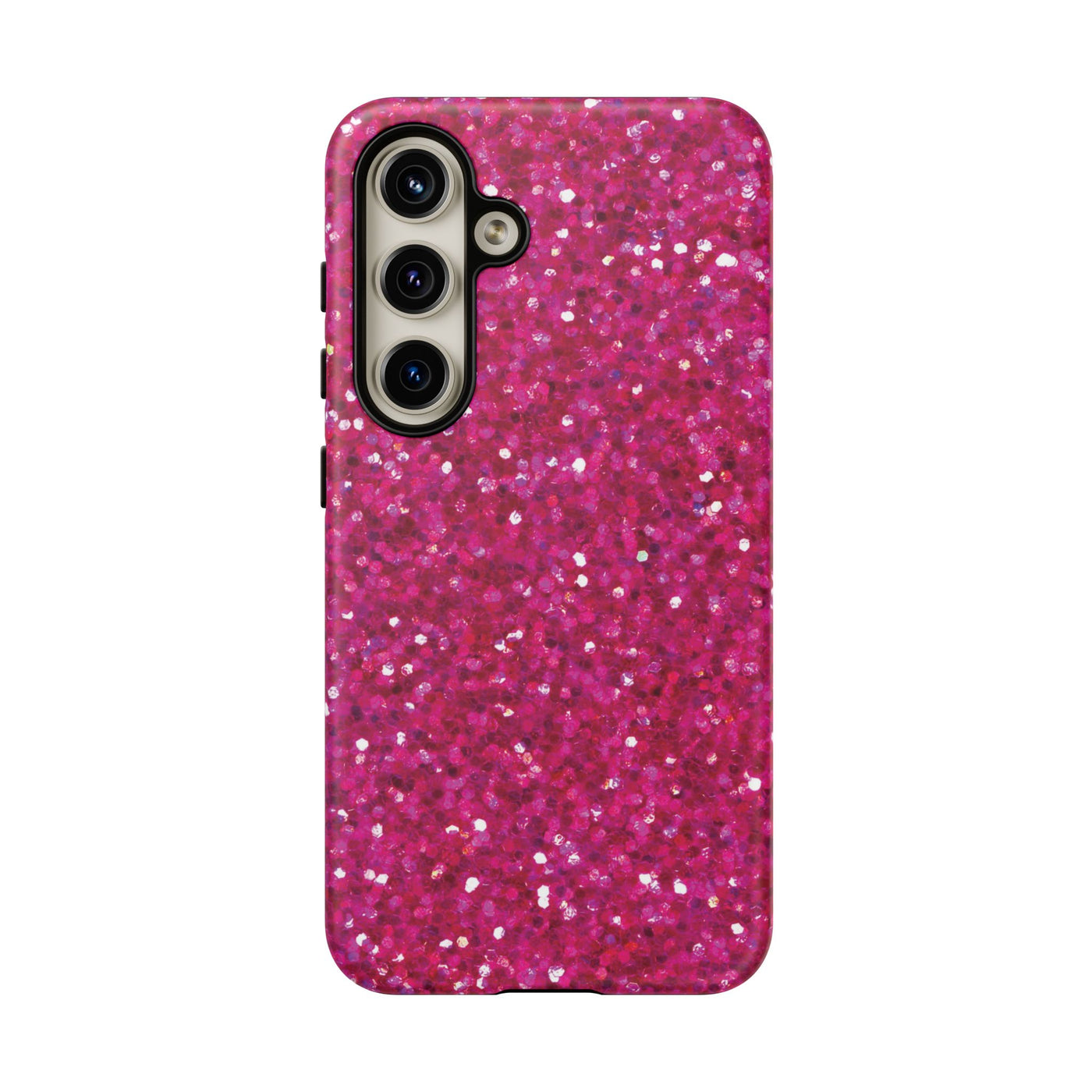 Chic Pink Faux Play on Glitter Effect Cute Phone Case, for IPhone 16 pro Max | Iphone 15, Iphone 14, IPhone 13 Case, 11 8 7, Samsung Galaxy S24, S23, S22, S21, 2 Layer Protection