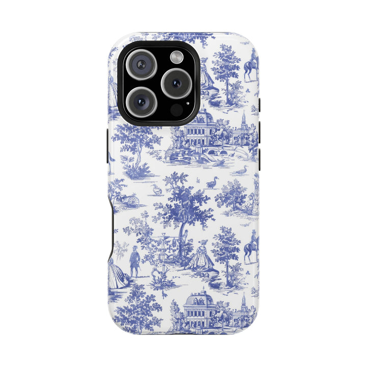 Blue Toile Magnetic Impact-Resistant Cute Phone Case for Iphone 16, iPhone 15 Pro Max Plus 14, 13, 12, 11 Gift for her - Studio40ParkLane