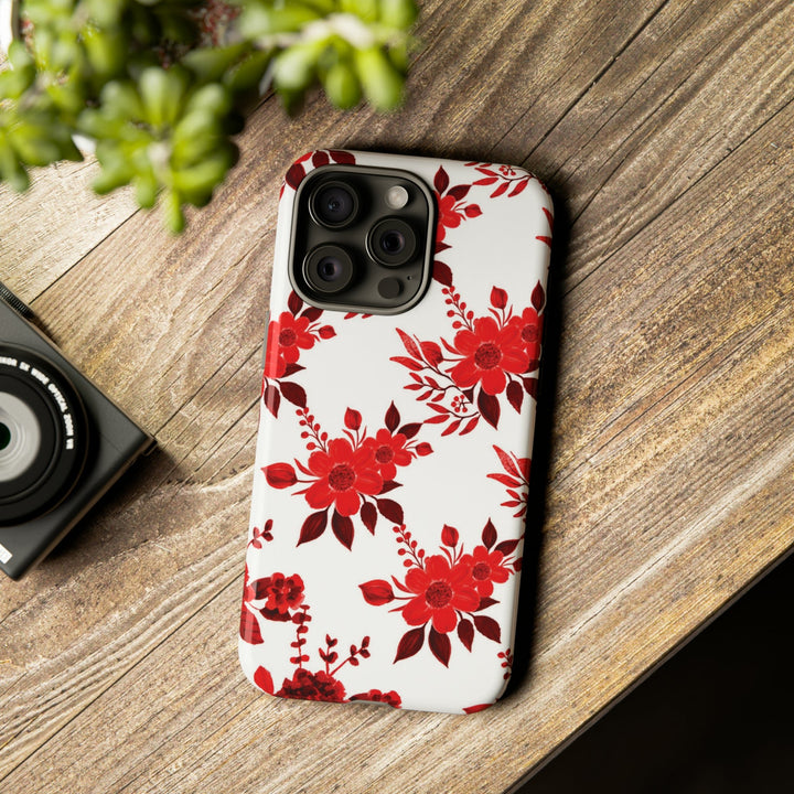 Cute IPhone Case | Red White Flowers, iPhone 15 Case | iPhone 15 Pro Case, Iphone 14 Case, Iphone 14 Pro Max Case, Protective Iphone Case - Studio40ParkLane