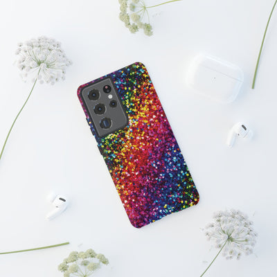 Faux Chic Play on Glitter Effect Cute Phone Case, for IPhone 16 pro Max | Iphone 15, Iphone 14, IPhone 13 Case, 11 8 7, Samsung Galaxy S24, S23, S22, S21, 2 Layer Protection