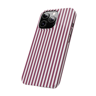 Slim Claret Red Striped Cute Phone Case for Iphone 16 - | iPhone 15 Pro Max Case | iPhone 14 Case Iphone 13 12 11 10 9 8 7 XS X Gift for Her - Studio40ParkLane
