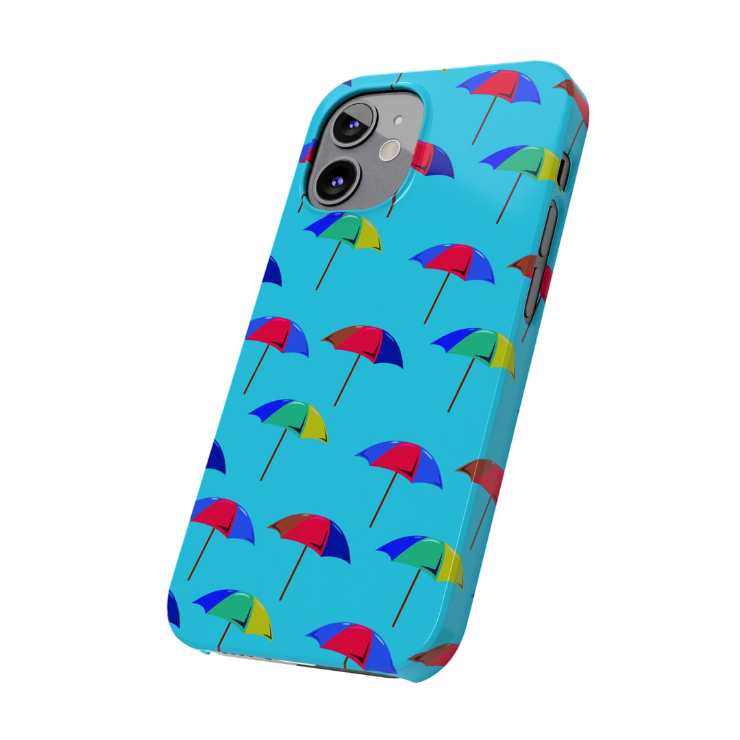 Slim Cute Phone Cases for Iphone - | iPhone 15 Case | iPhone 15 Pro Max Case, Iphone 14 Case, Iphone 14 Pro Max, Iphone 13, Colorful Beach Parasol Blue - Studio40ParkLane