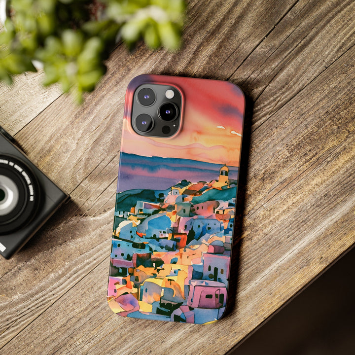 Slim Cute Phone Cases for Iphone | iPhone 15 Case | iPhone 15 Pro Max Case, Iphone 14, Iphone 14 Pro Max, Iphone 13, Colorful Greek House Watercolor - Studio40ParkLane
