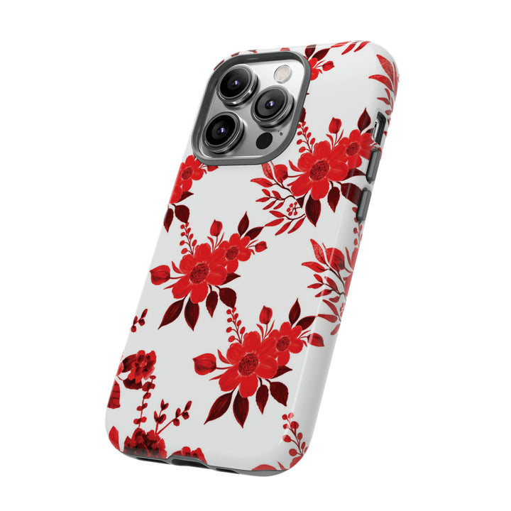 Cute IPhone Case | Red White Flowers, iPhone 15 Case | iPhone 15 Pro Case, Iphone 14 Case, Iphone 14 Pro Max Case, Protective Iphone Case - Studio40ParkLane