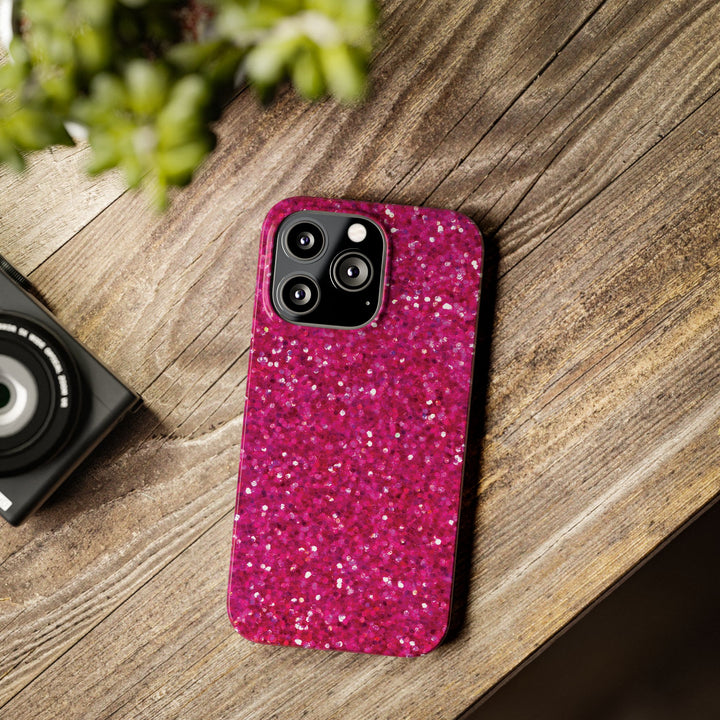 Slim Muted Pink Faux Play on Glitter Effect Cute Phone Cases for Iphone 16 Pro Max | iPhone 15 Case | iPhone 15 Pro Max Case, Iphone 14, Iphone 14 Pro Max, Iphone 13 12 11 8 7 - Studio40ParkLane