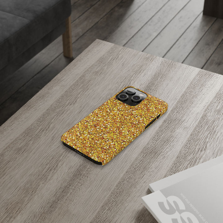 Slim Muted Gold Play on Faux Glitter Effect Cute Phone Cases for Iphone 16 Pro Max | iPhone 15 Case | iPhone 15 Pro Max Case, Iphone 14, Iphone 14 Pro Max, Iphone 13 12 11 8 7 - Studio40ParkLane