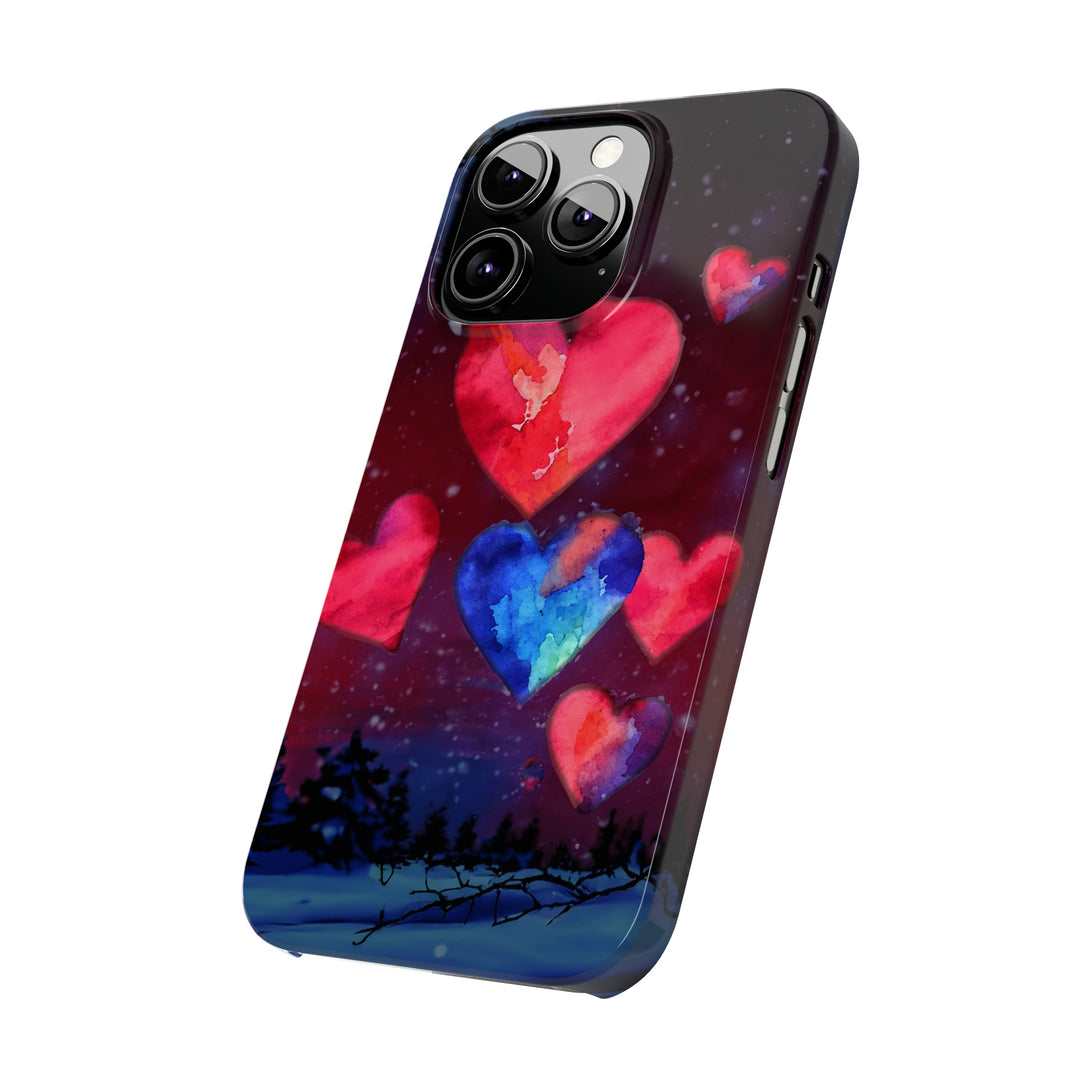 Slim Cute Phone Cases for Iphones - | iPhone 15 Case | iPhone 15 Pro Max Case, Iphone 14 Case, Iphone 14 Pro Max, Iphone 13, Night Sky Hearts Love - Studio40ParkLane