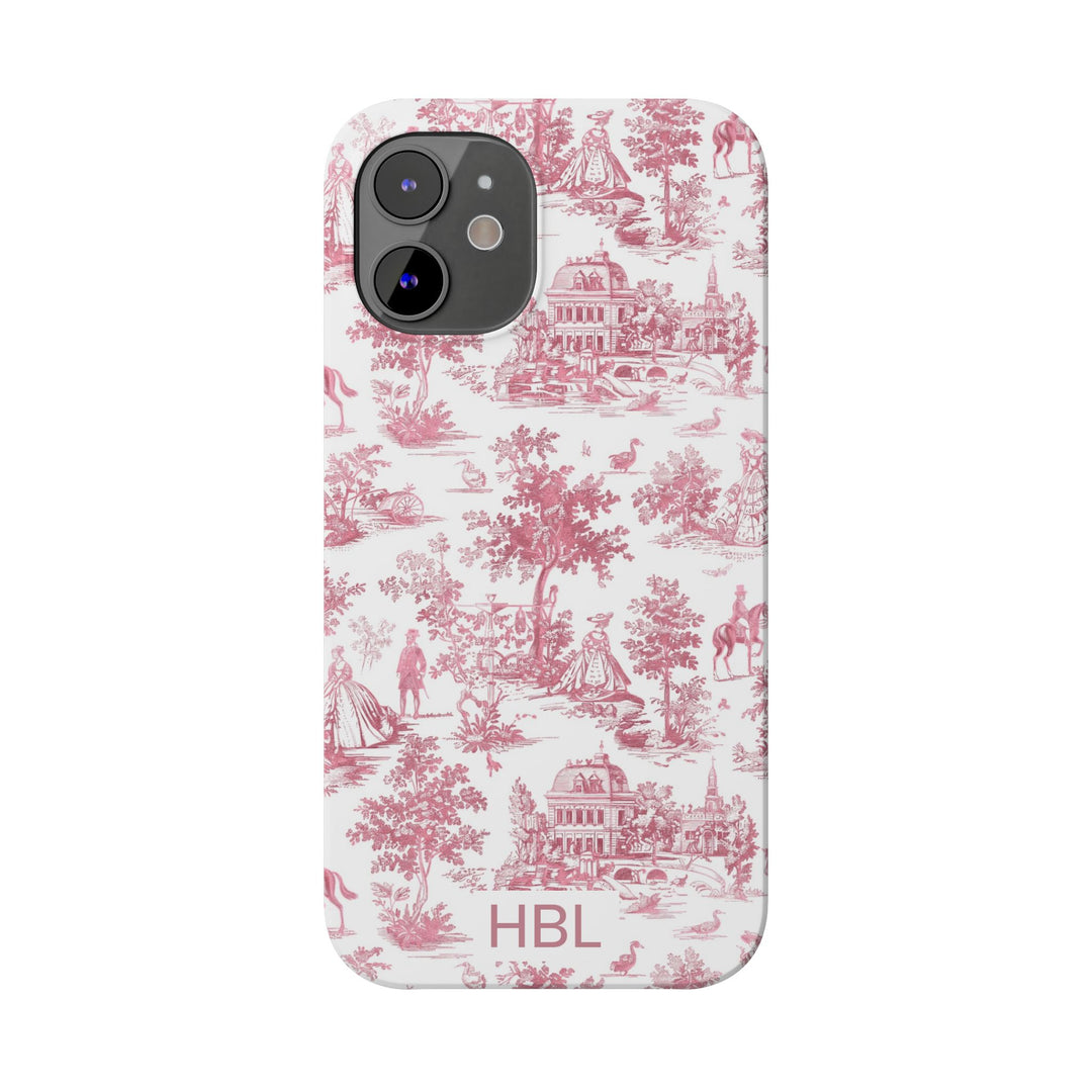 Slim Personalized Slim Pink Vintage French Toile Cute Phone Cases for Iphone 16 Pro Max | iPhone 15 Case | iPhone 15 Pro Max Case, Iphone 14, Iphone 14 Pro Max, Iphone 13 12 11 8 7 - Studio40ParkLane