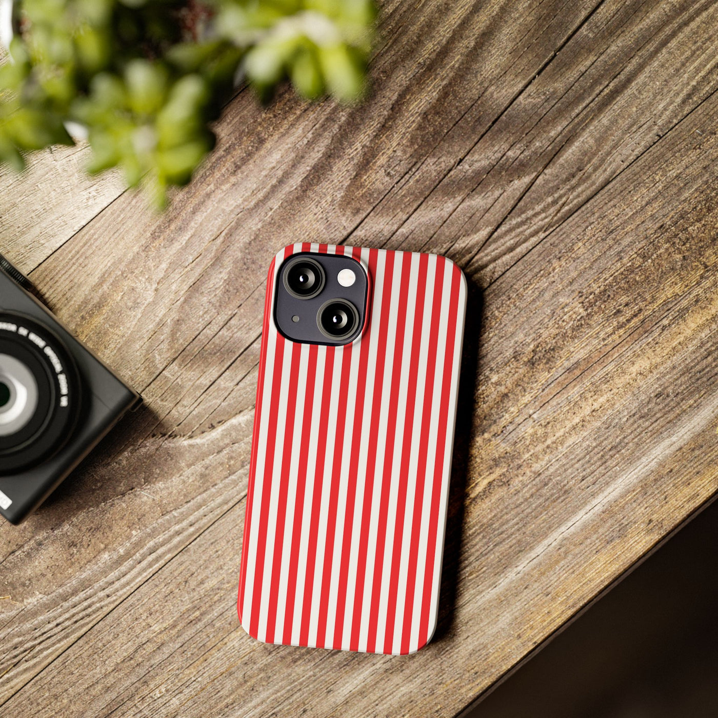 Slim Full Red Striped Cute Phone Case for Iphone 16 - | iPhone 15 Pro Max Case | iPhone 14 Case Iphone 13 12 11 10 9 8 7 XS X Gift for Her - Studio40ParkLane
