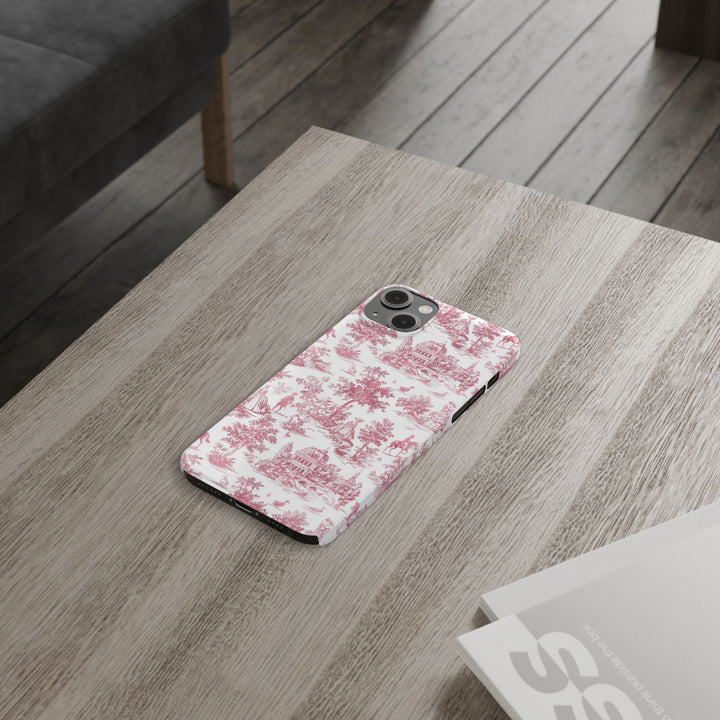 Slim Pink Vintage French Toile Cute Phone Cases for Iphone 16 Pro Max | iPhone 15 Case | iPhone 15 Pro Max Case, Iphone 14, Iphone 14 Pro Max, Iphone 13 12 11 8 7 - Studio40ParkLane