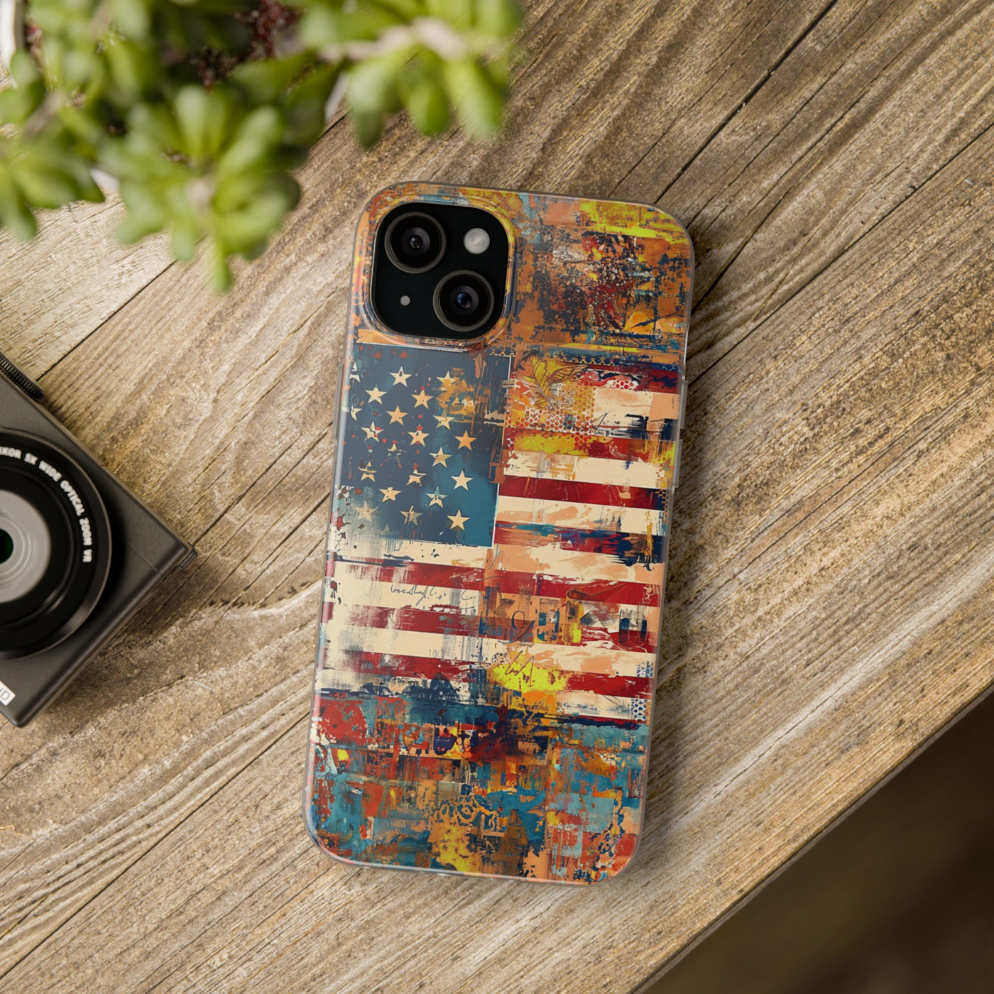 Cute Flexi Phone Cases, US Flag Abstract, Compatible with Samsung Galaxy S23, Samsung S22, Samsung S21, Samsung S20, Galaxy S20 Ultra