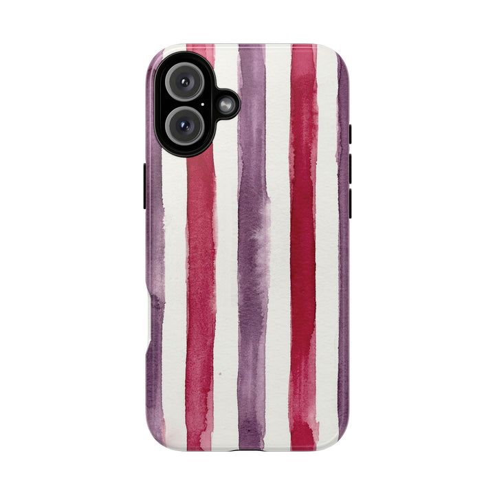 Tough Cute Wine Red Purple Stripes Phone Case, for IPhone 17 Pro Max | Iphone 17 Air, Iphone 16, IPhone 15, 14 13 12, Samsung Galaxy S26, S25, S24, S23 - Studio40ParkLane