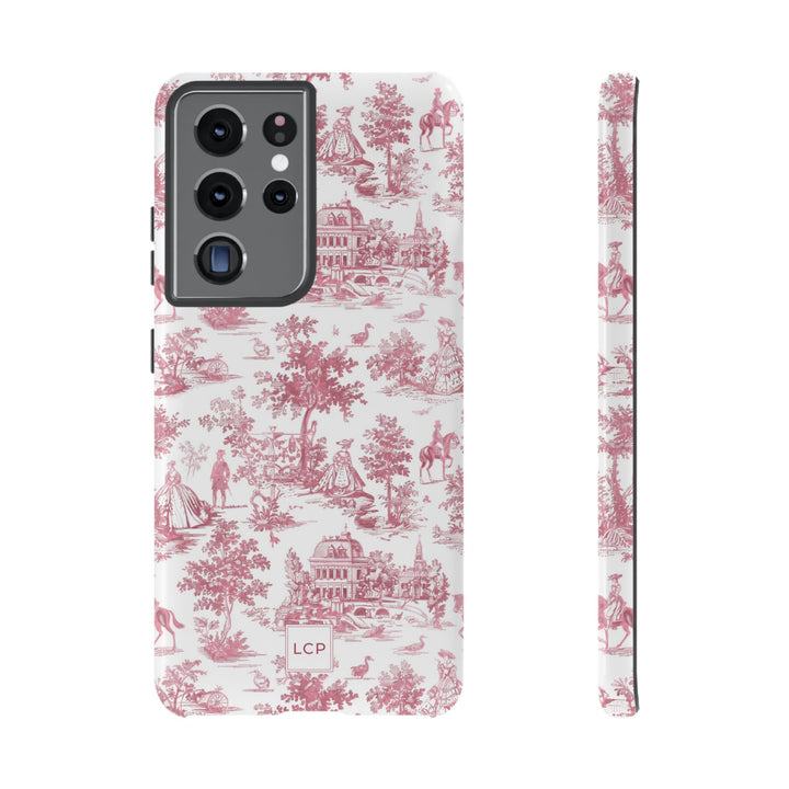 Personalized Custom French Toile Tough Cute Phone Case For Apple iPhone 18, 17, 16, 15 14, Pro Max, Samsung Galaxy S26, S25, S24 Plus Ultra