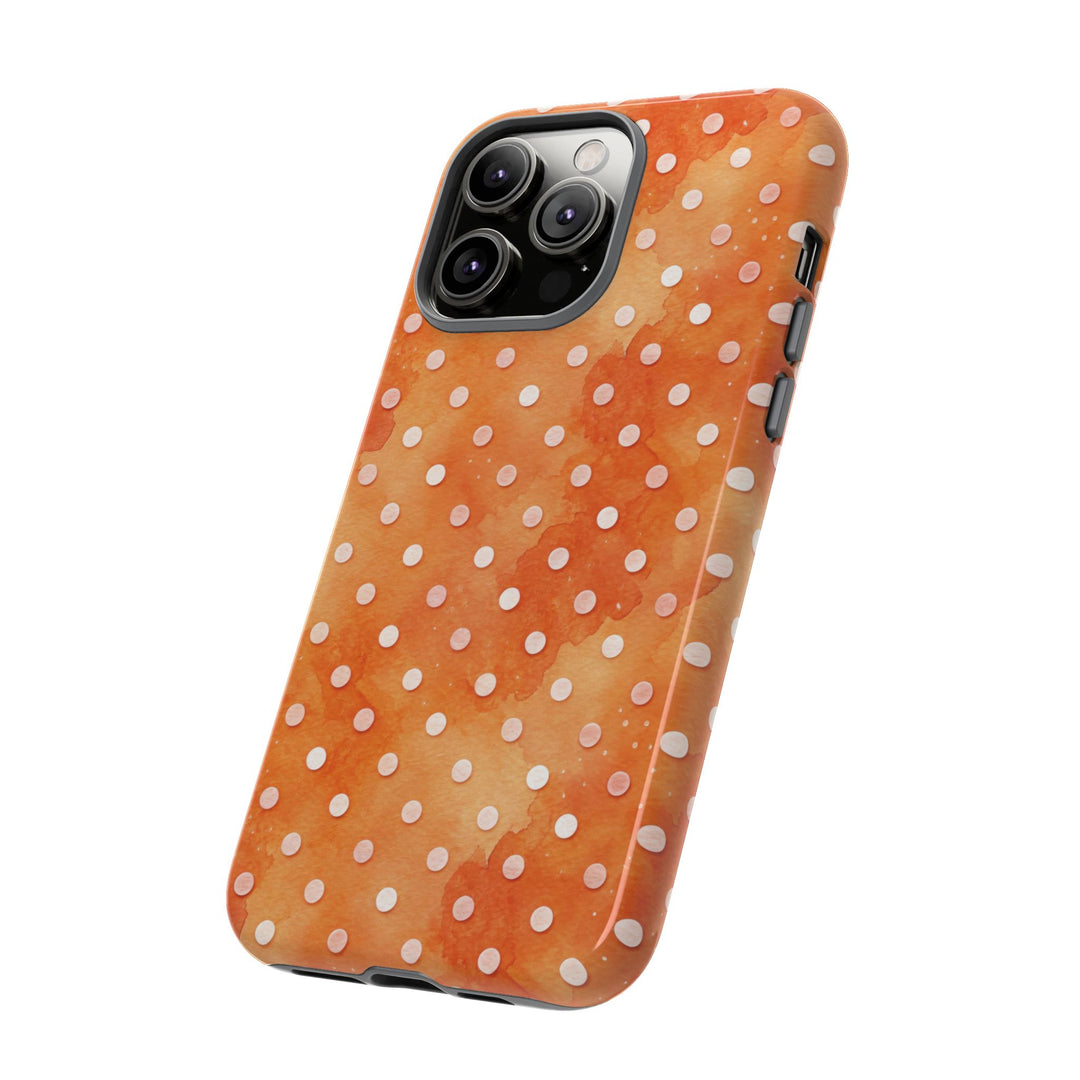 Aesthetic Tough Orange Polka Dots Watercolor Phone Case - For iPhone 17 Pro Max iPhone 16 Pro iPhone 15 Iphone 14 Plus 13 Pro 12 11 10 XR - Studio40ParkLane