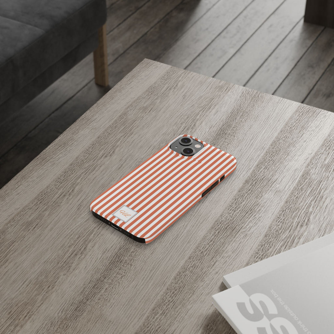 Slim Custom Personalized Winter Peach Striped Phone Case for Iphone 17 - | iPhone 16 Pro Max Case | iPhone 15 Case Iphone 14 13 12 11 10 9 8 - Studio40ParkLane