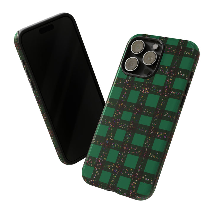 Cute IPhone Case | iPhone 15 Case | iPhone 15 Pro Max Case, Iphone 14 Case, Iphone 14 Pro Max Case IPhone Case for Art Lovers, Green Festive Plaid - Studio40ParkLane