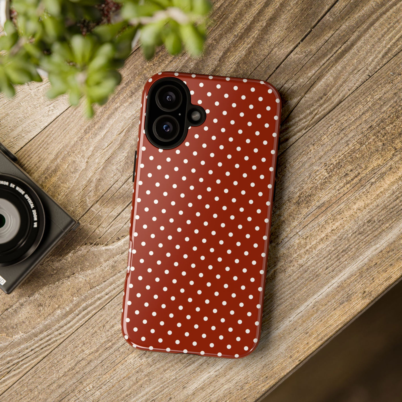 Aesthetic Tough Clay Red Polka Dots Premium Phone Case - For iPhone 17 Pro Max iPhone 16 Pro iPhone 15 Iphone 14 Plus 13 Pro 12 11 10 XR XS - Studio40ParkLane
